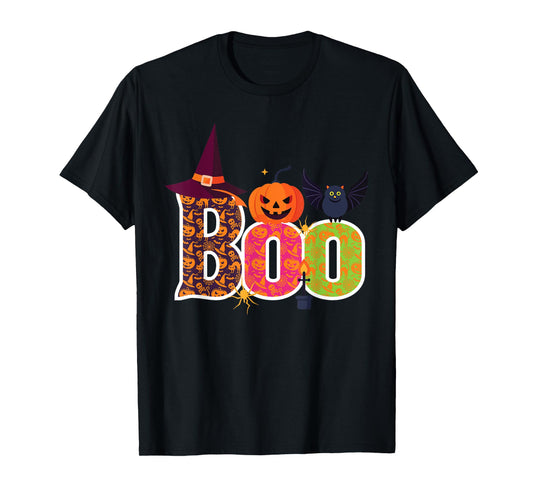 Haunted BOO Halloween Witch Pumpkin Bat Adults Kids T-Shirt