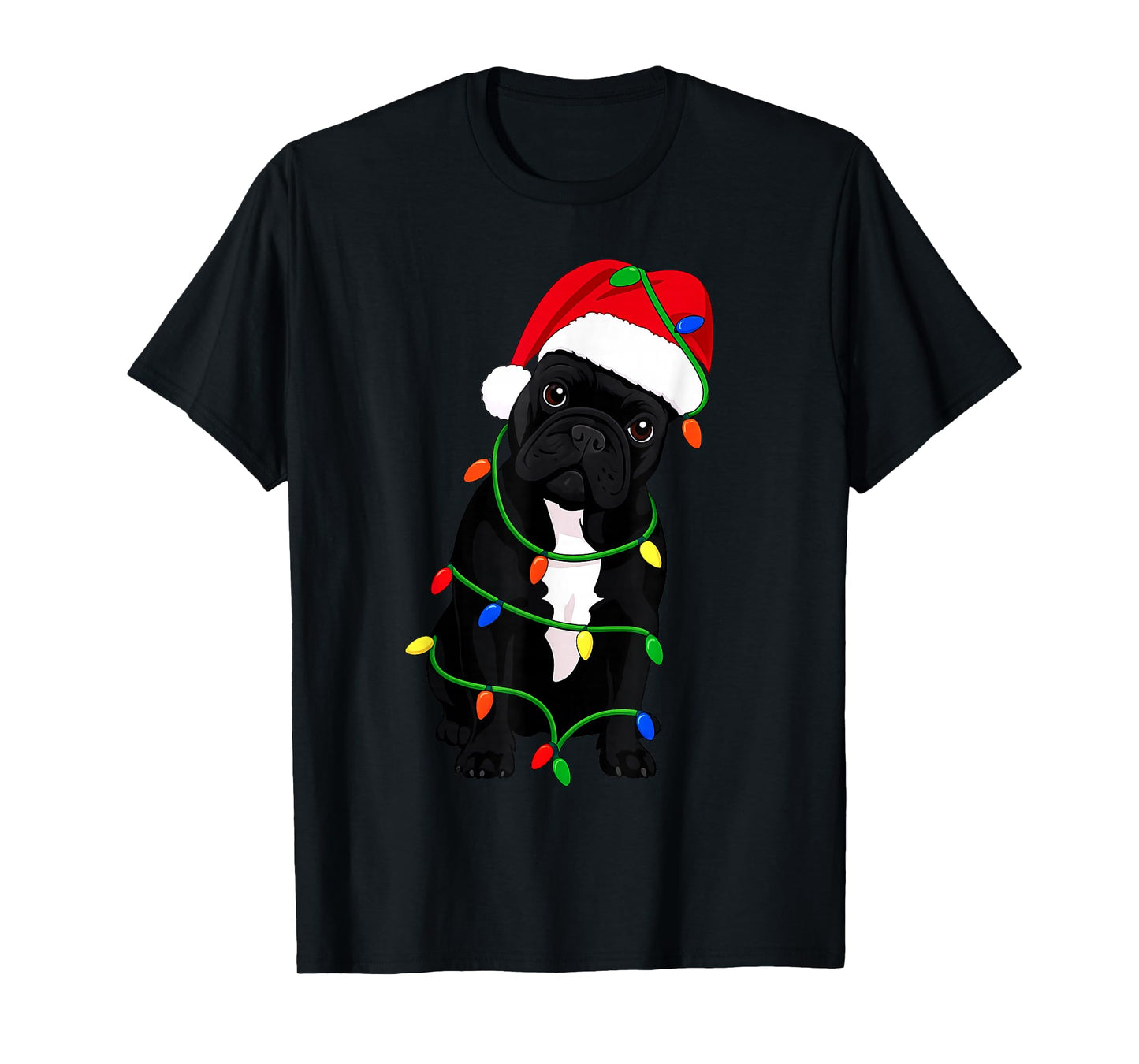 French Bulldog Christmas Tree Lights Holiday Dog Lover T-Shirt