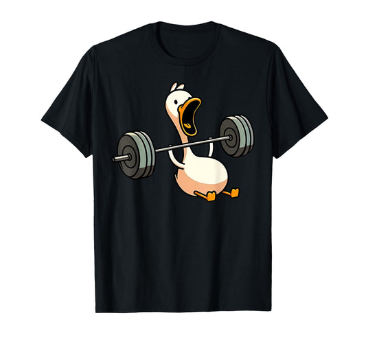 Funny Duck Deadlift Weight Lifting Bodybuilder Gym Workout T-Shirt, Small, Black