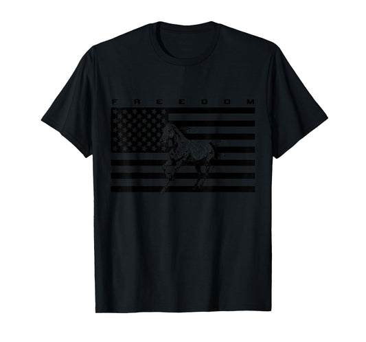 American Flag Horseback Riding Apparel - Horse T-Shirt