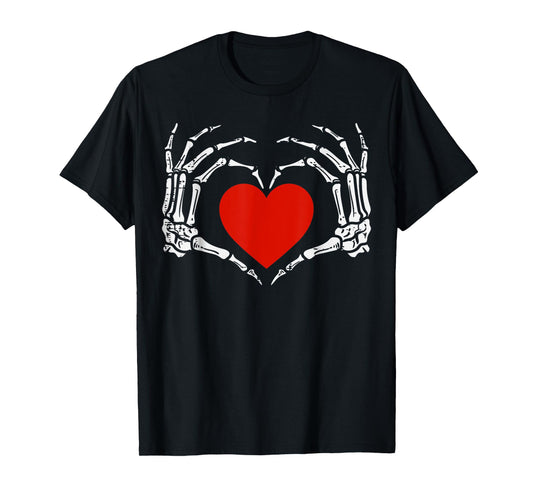 Skeleton Hands love Heart Sign Retro Halloween Costume T-Shirt