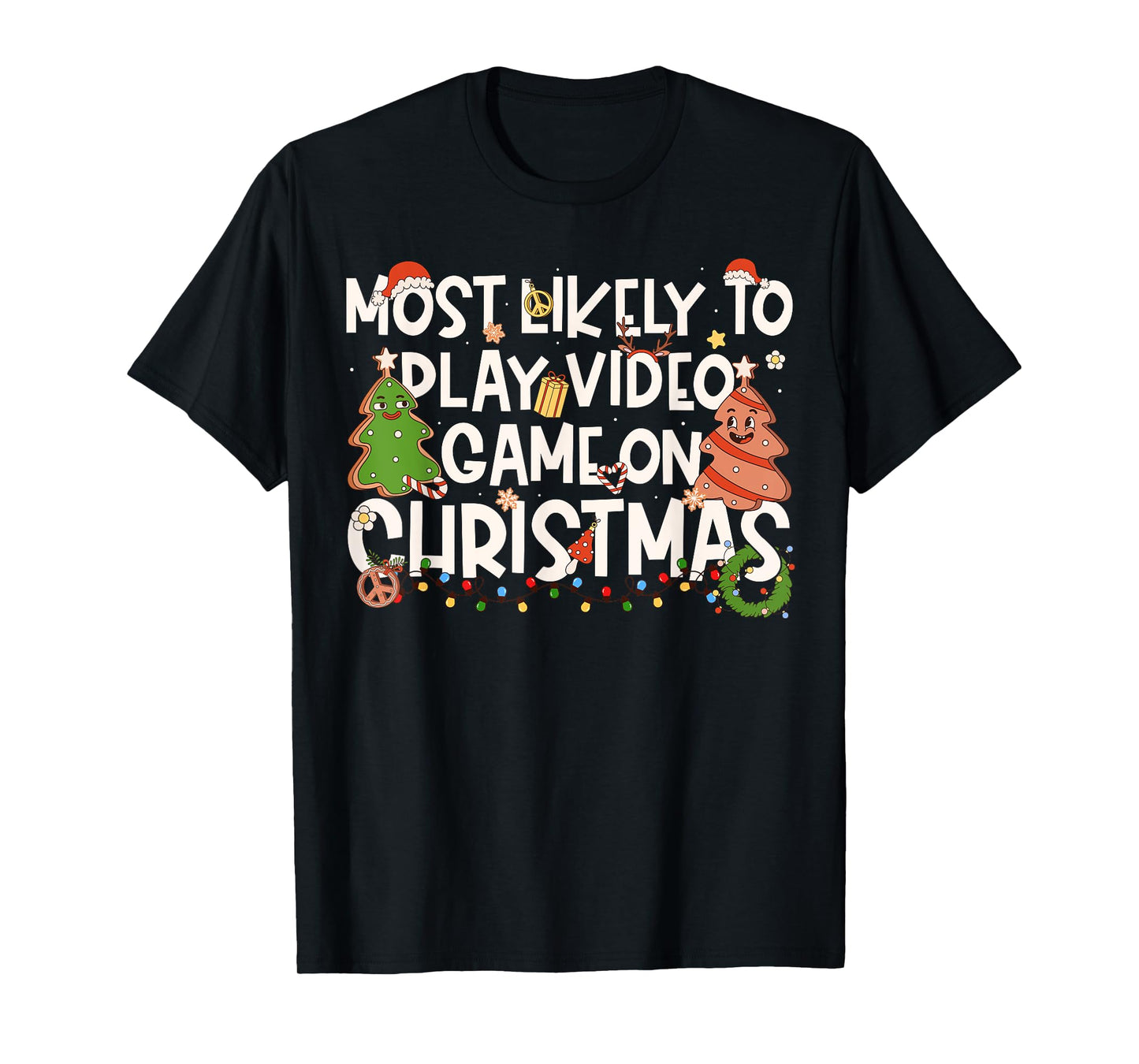 Most Likely to Play Video Games On Christmas Family Matching T-Shirt