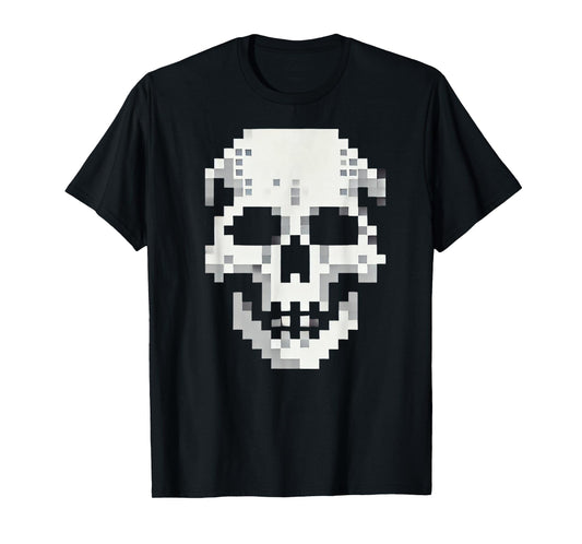 Skull for retro gaming and Halloween. Pixel 80s game skull T-Shirt