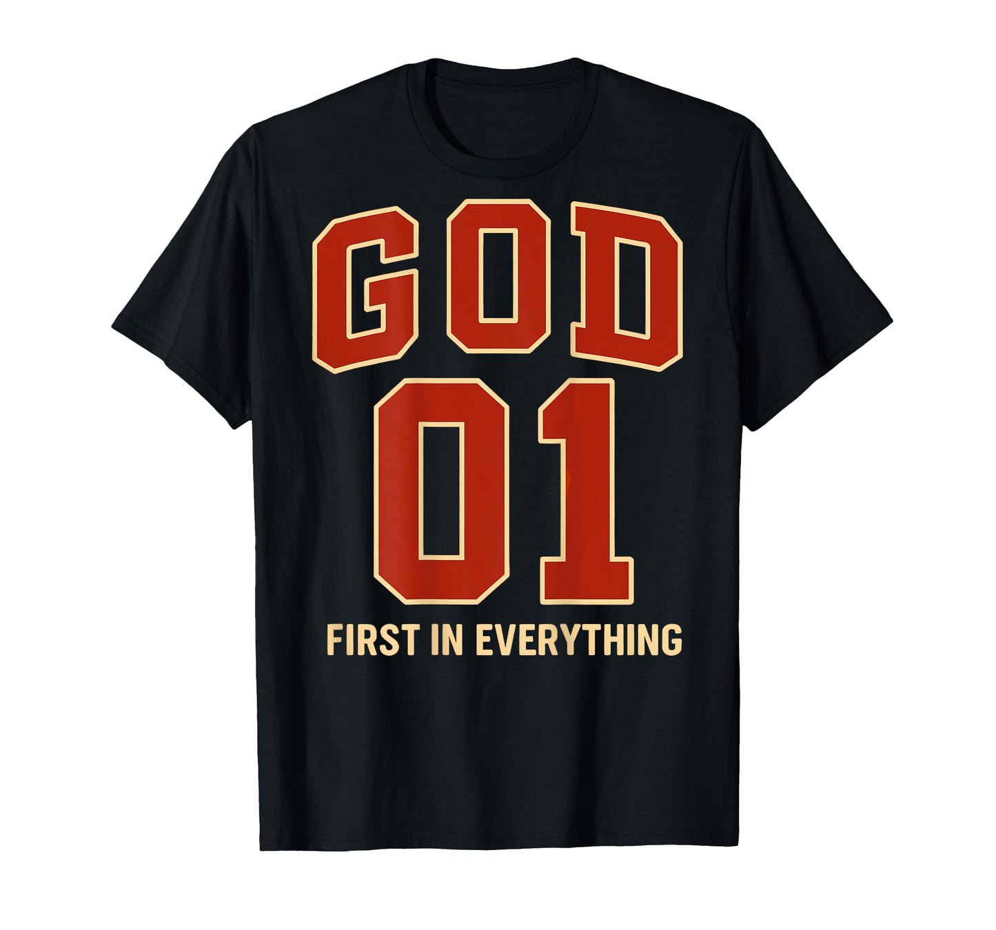 (ON Back) God is #1 First Sports Jersey Style Christian Men T-Shirt