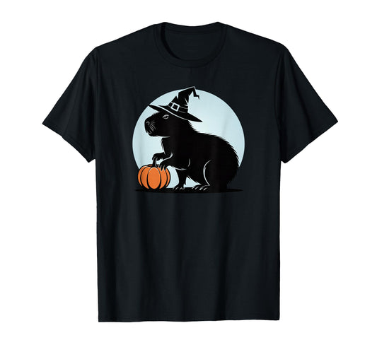 Spooky Capybara Halloween Witch Pumpkin T-Shirt