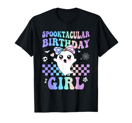 Spooktacular Birthday Cute Ghost Halloween Birthday Kid Girl T-Shirt