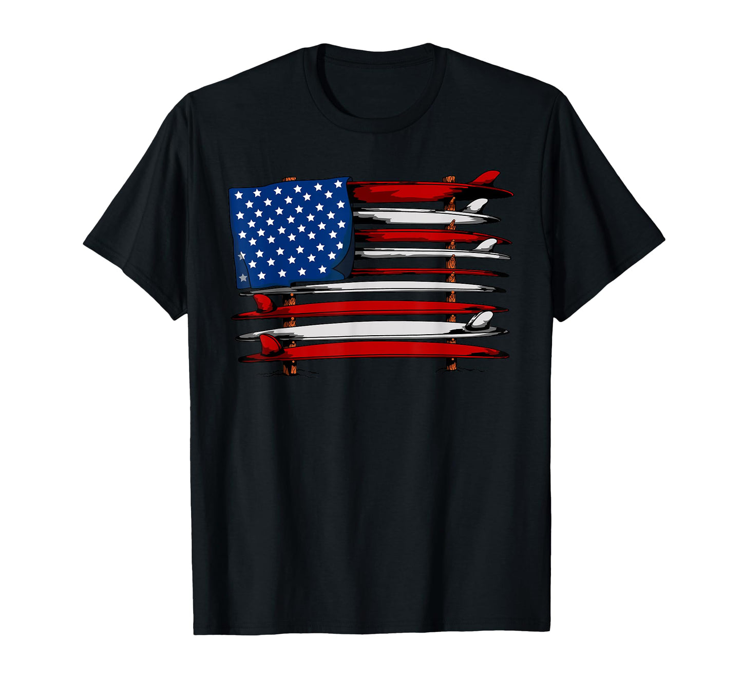 Surfboard USA American Flag Vintage Surfing Surf Surfer Dude T-Shirt