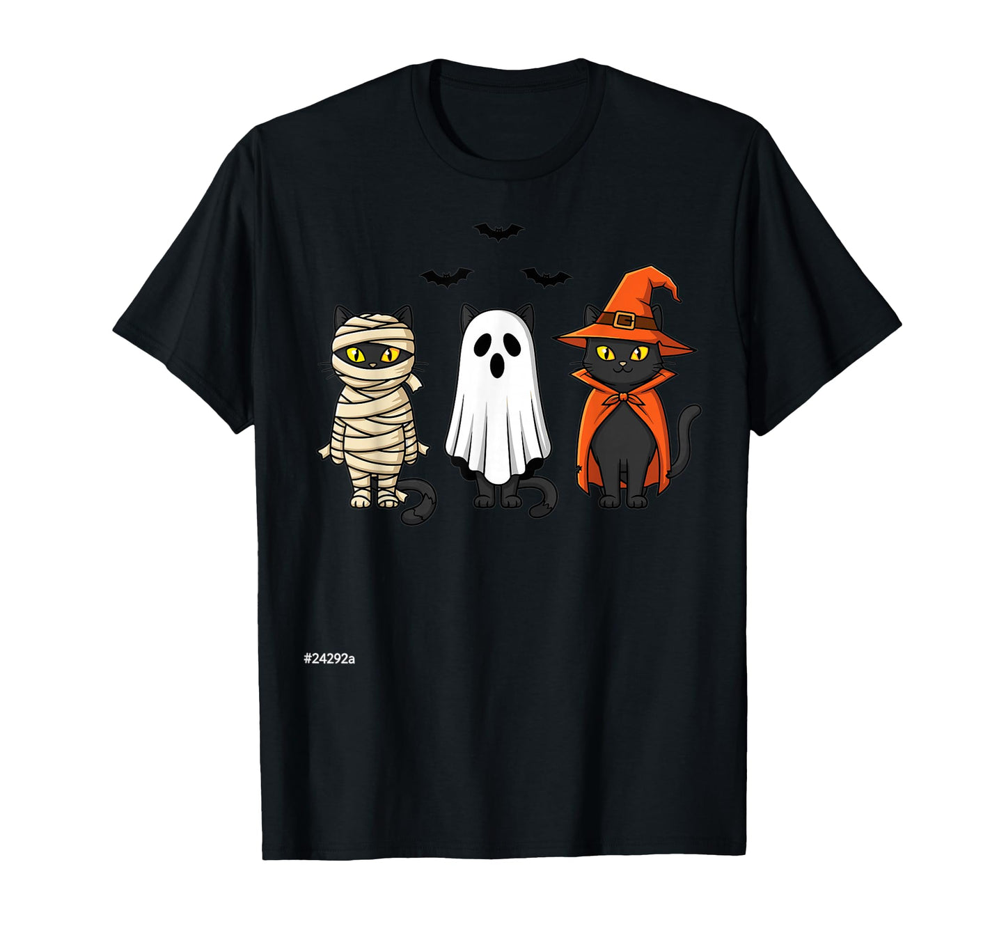 Halloween Cat Costume Trio Ghost Witch Mummy Bats T-Shirt