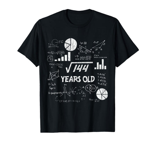 12th Birthday Square Root of 144 Vintage 12 Years Old Bday T-Shirt