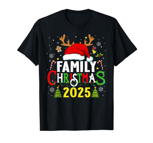 Family Christmas 2025 Santa Hat Reindeer Group Xmas Pajamas T-Shirt