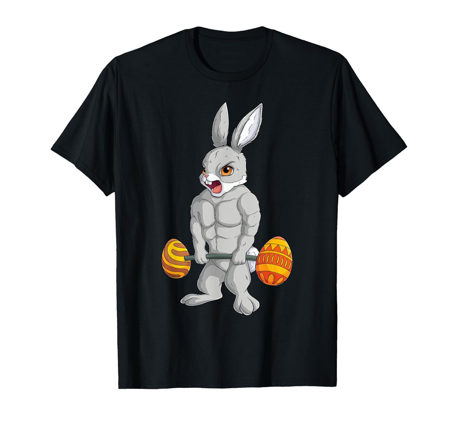Weightlifting fitness gym happy easter bunny lifting eggs T-Shirt