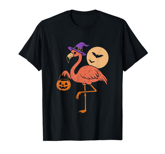 Flamingo Pumpkin Halloween Jack O Lantern T-Shirt