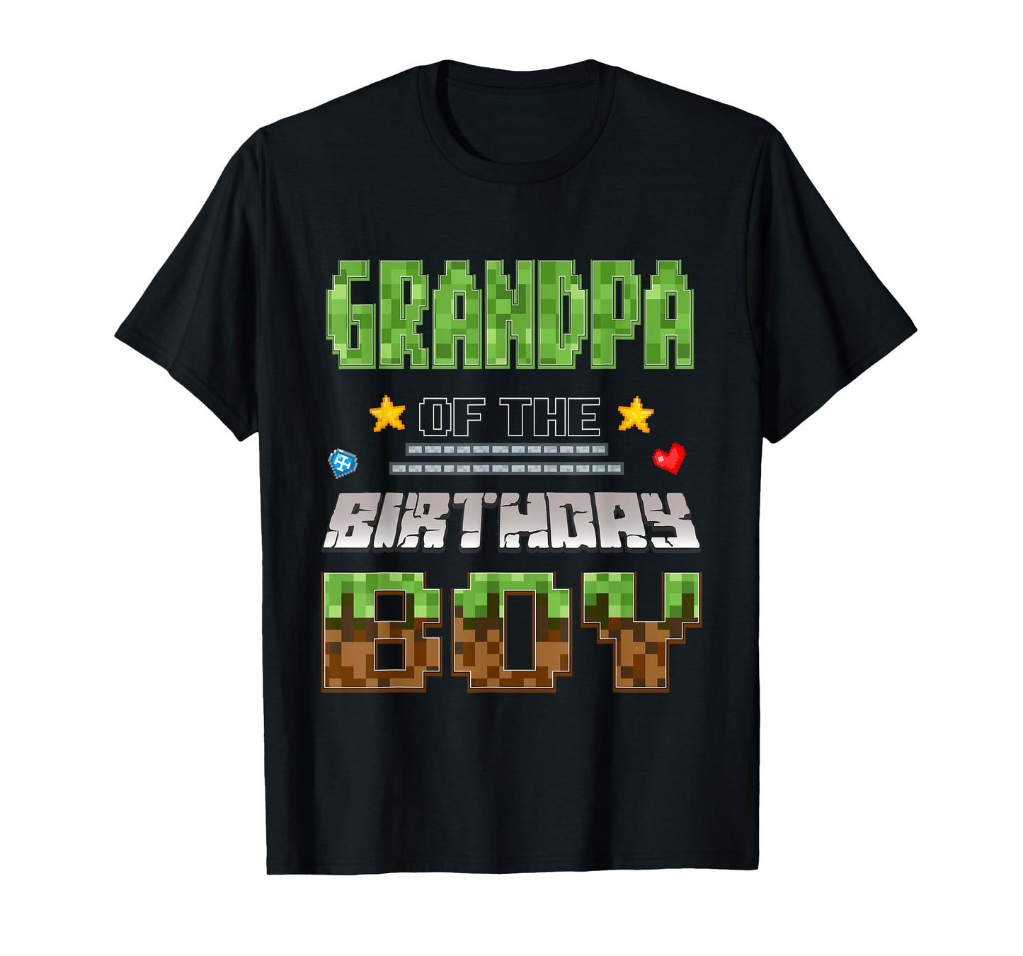 Grandpa of The Birthday Boy Video Gamer Pixel Birthday Party T-Shirt