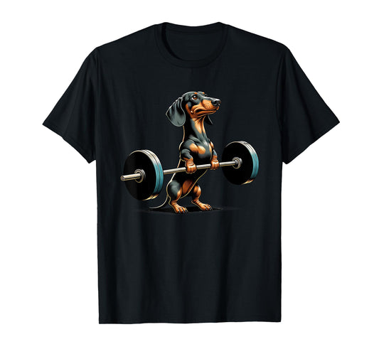 Dachshund Deadlift Weightlifing Fitness Workout Gym Lover T-Shirt