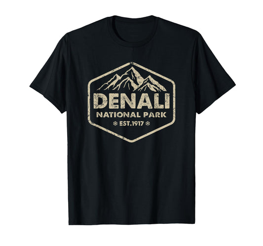 Vintage Denali National Park Alaska Mountains Nature Est T-Shirt