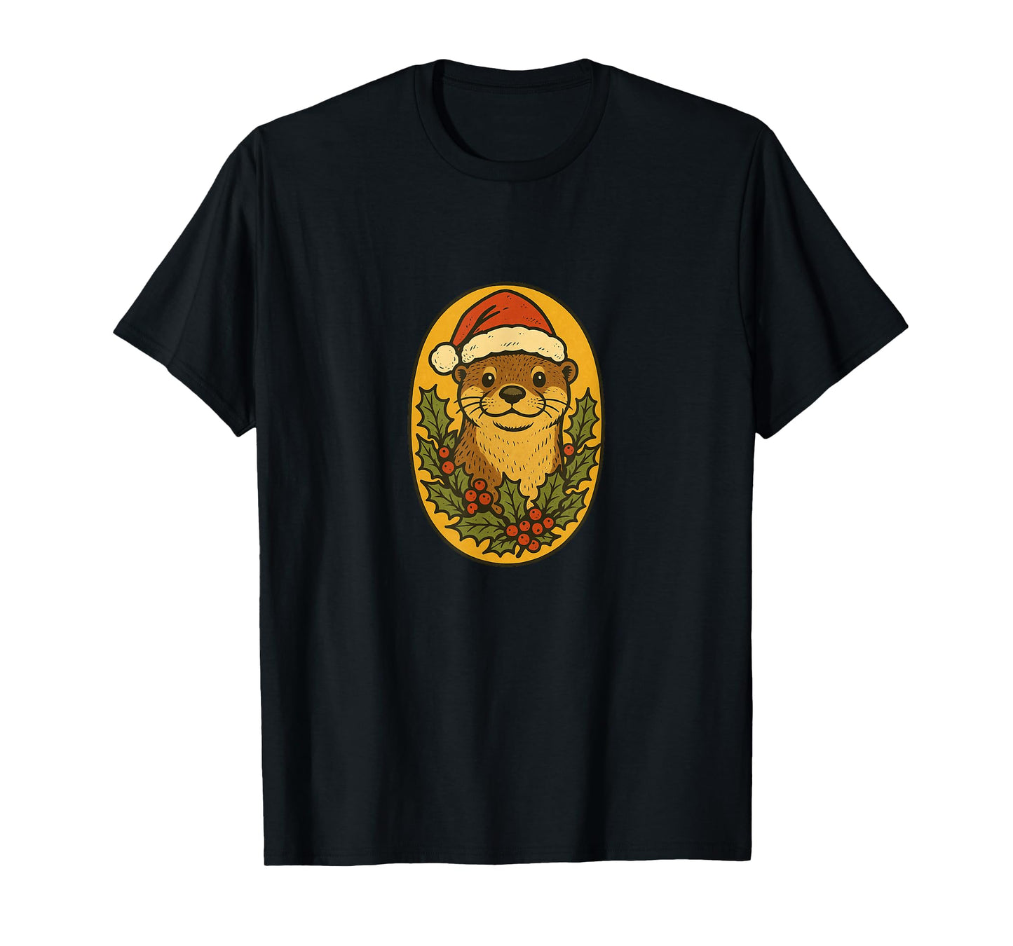 Otter Wearing a Santa Hat Christmas Winter Wildlife Holiday T-Shirt