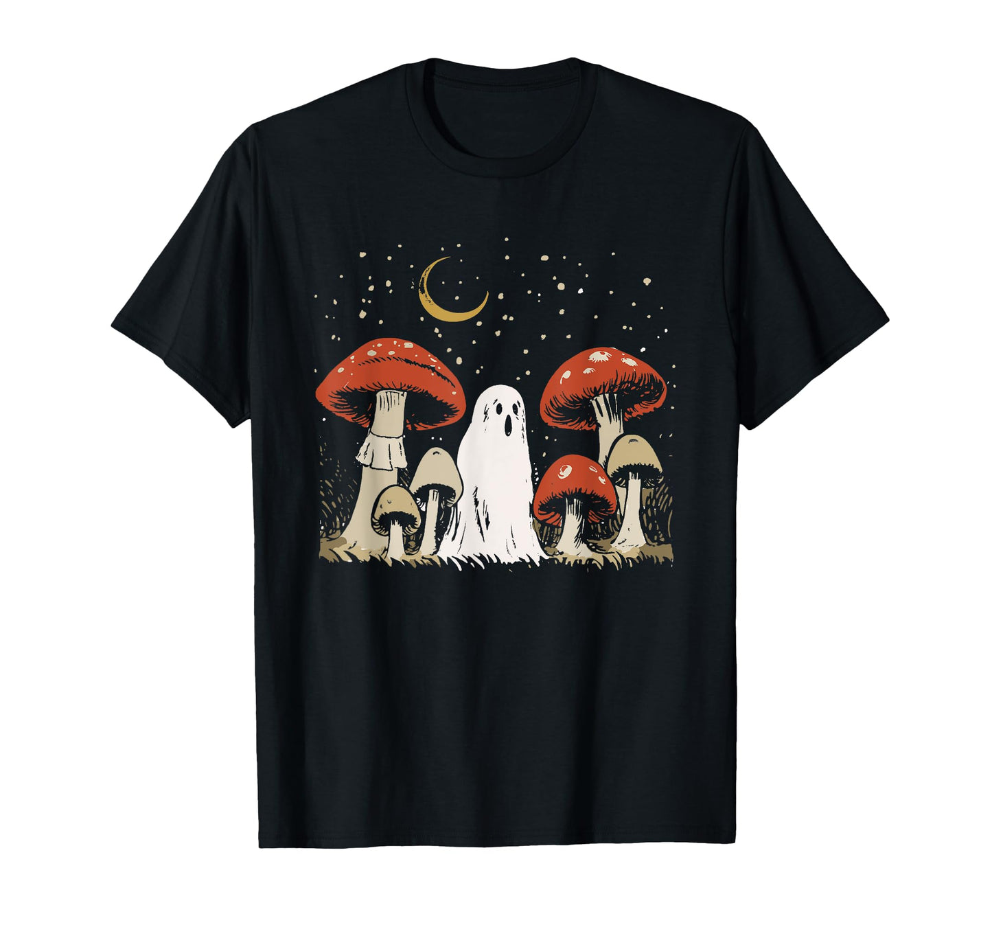 Halloween Mushroom Ghost Vintage Grunge 90 Aesthetic Graphic T-Shirt