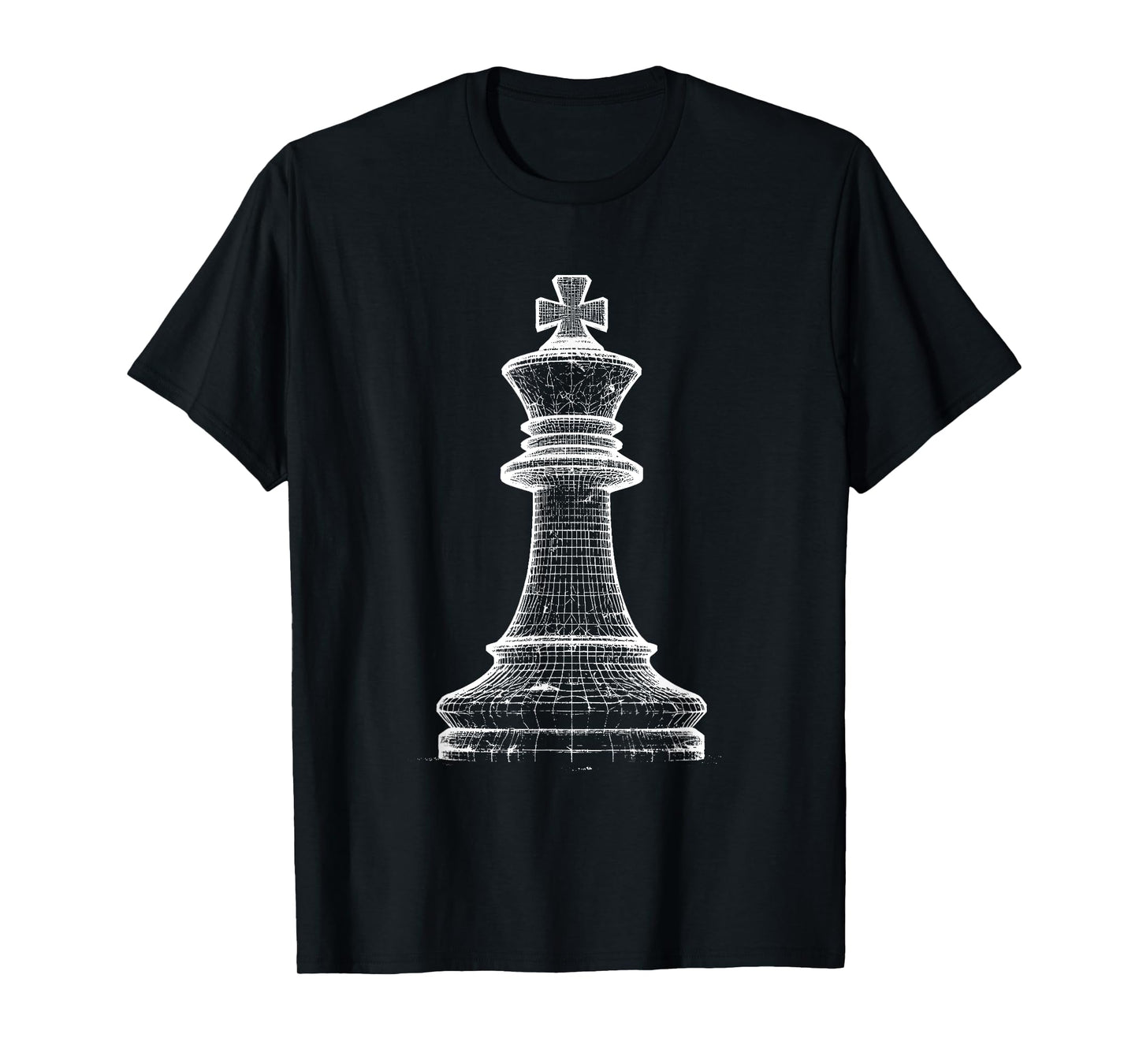 King Chess Figure 3D Wireframe - Vintage Chess Game Lover T-Shirt