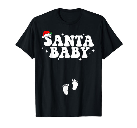 Santa Baby Christmas Pregnancy Announcement Pregnant Holiday T-Shirt