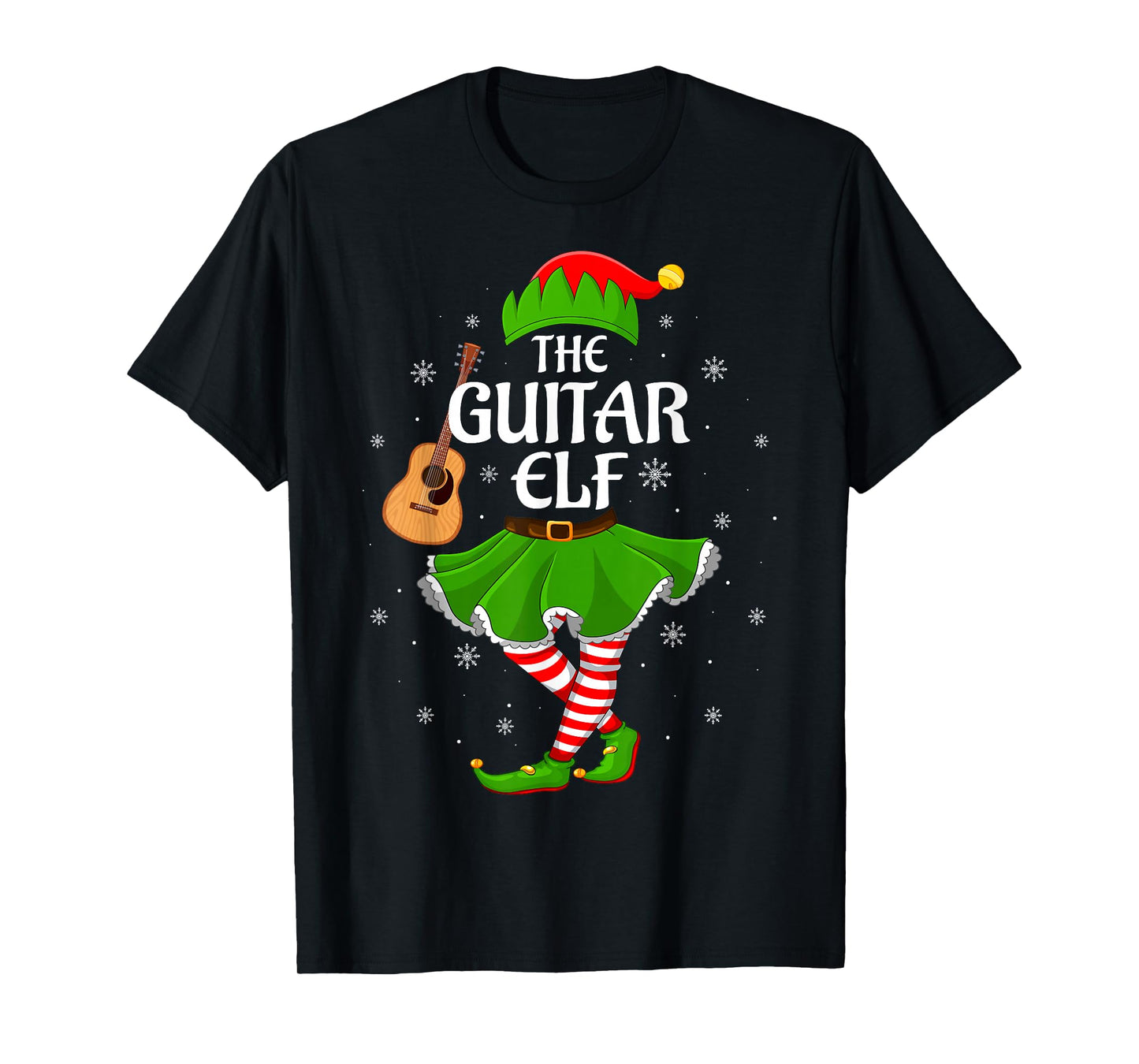 Guitar Elf Christmas Family Girls Women Elf Squad Xmas T-Shirt