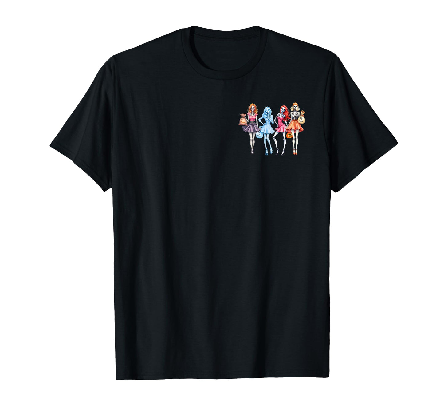 Trick or Tease Halloween Witch Skeleton Pumpkin Ghost T-Shirt