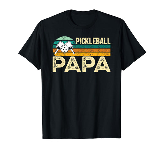 Pickleball Papa Retro Pickleball Player Papa Grandpa T-Shirt