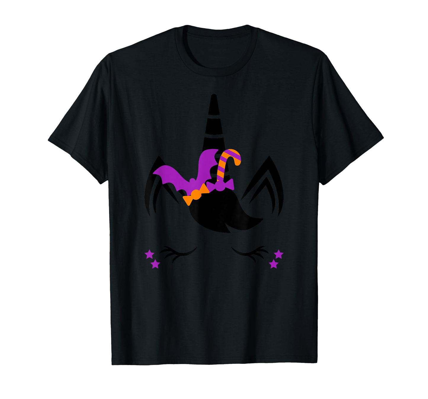 Unicorn Face Eyelashes Bat Candy Scary Halloween Costume T-Shirt