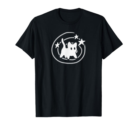 Y2K 90s Scary Tomcat Cat is Scared under Starry Tail T-Shirt