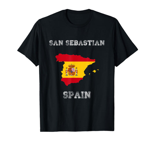 Retro San Sebastian Spain Distressed Spain Flag T-Shirt