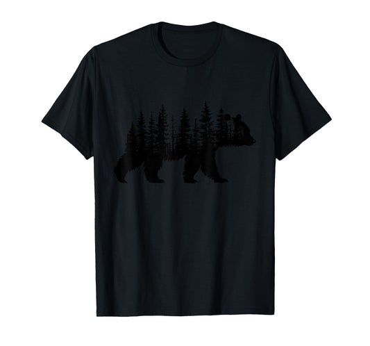 Forest Trees Wildlife Animal Retro Outdoor Nature bear Lover T-Shirt