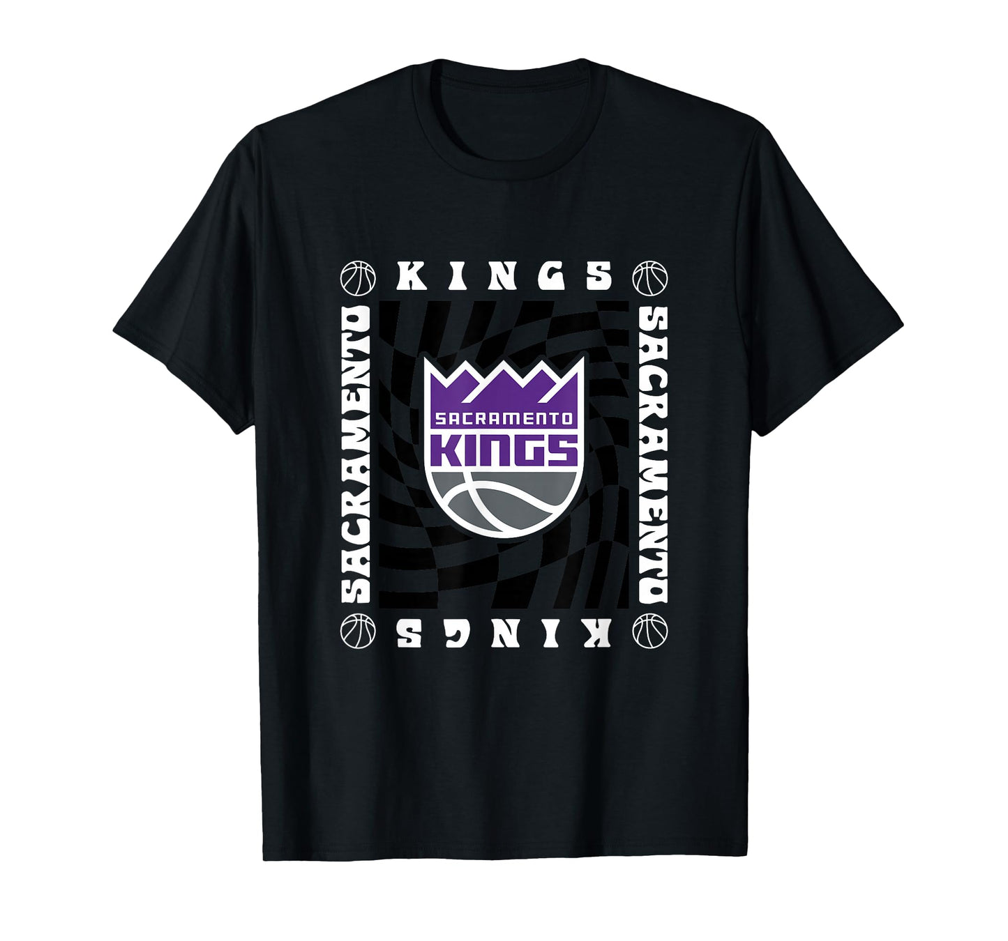 NBA Sacramento Kings Retro Checkerboard Wave T-Shirt