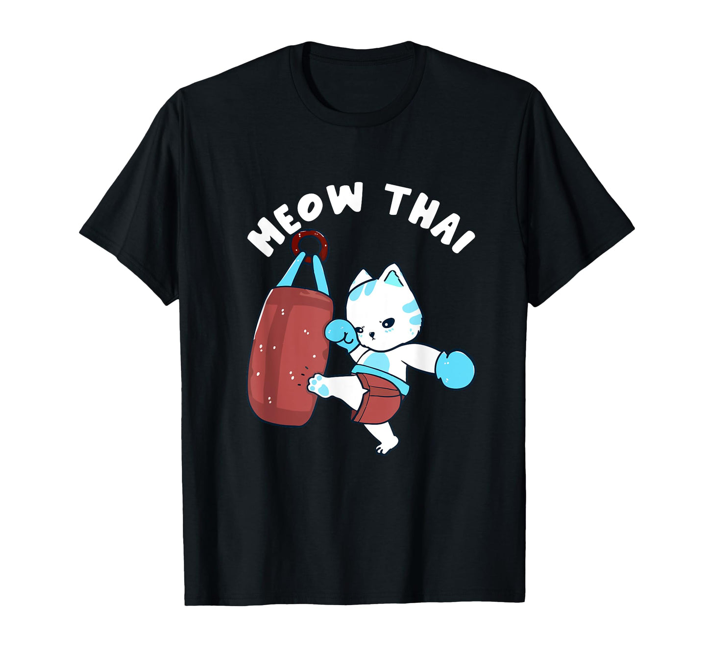 Muay Thai Cat Meow Thai Punching Bag Fighting Sport T-Shirt for Men Women Girls Kids