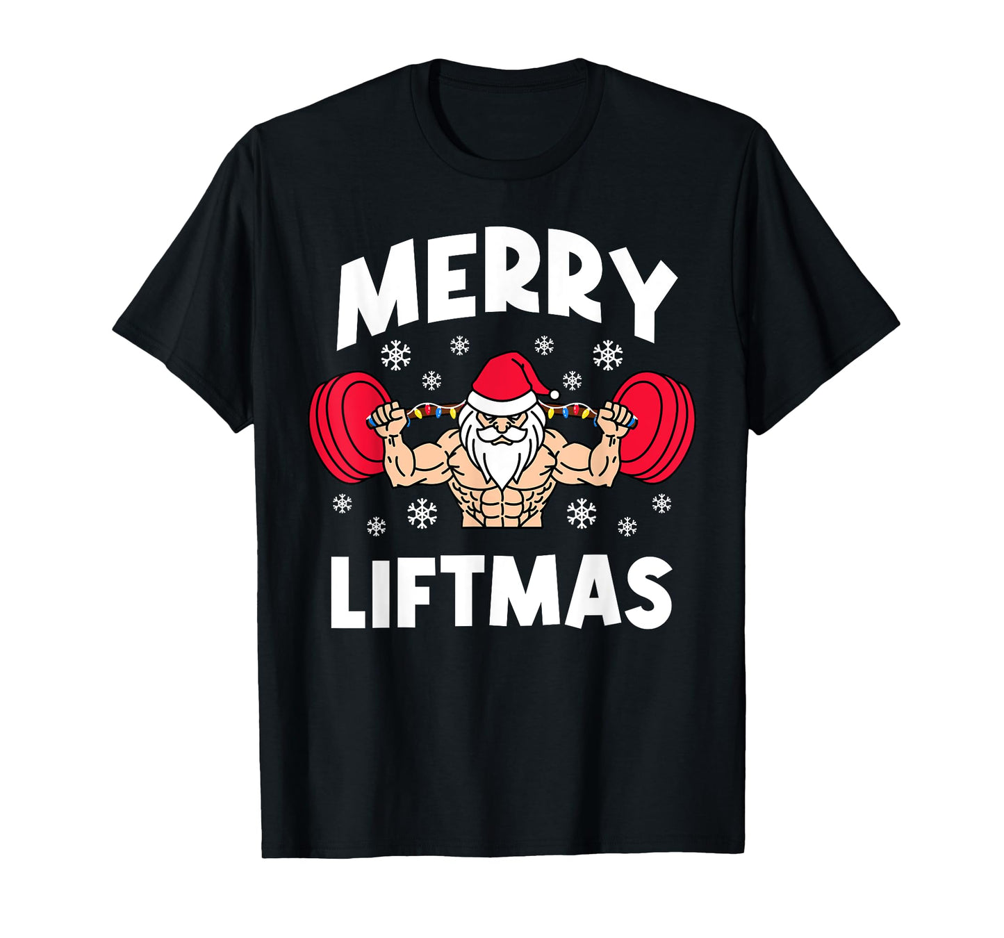 Funny Merry Liftmas Weightlifters Christmas Gym Workout T-Shirt