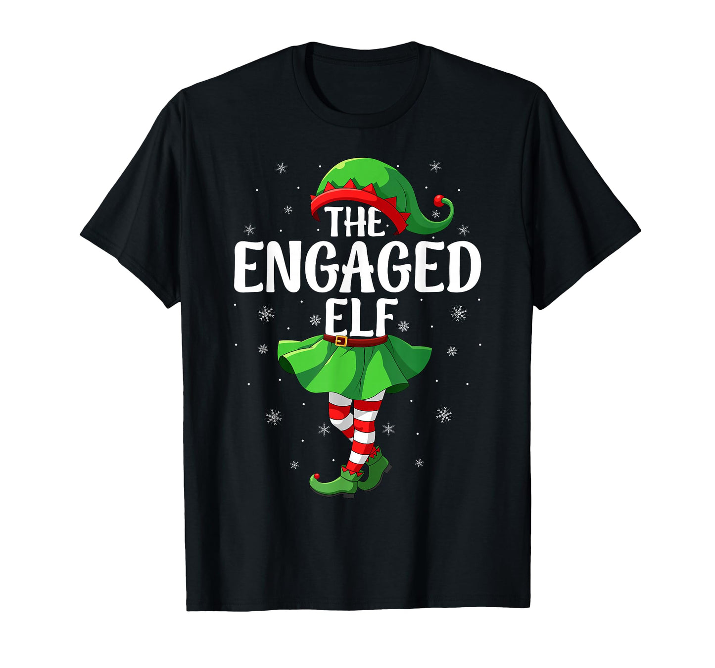 Engaged Elf Christmas Girls Women Elf Squad Xmas Family T-Shirt