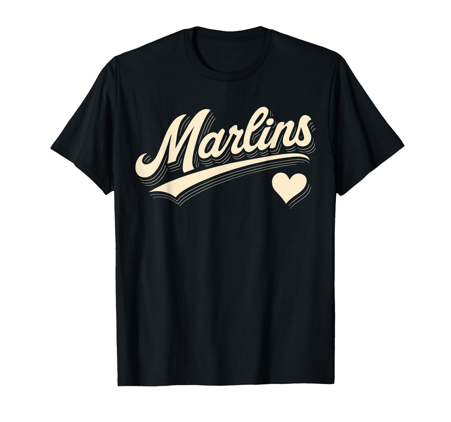 Marlins Retro Typography Tee With Heart Gift For Men Women T-Shirt