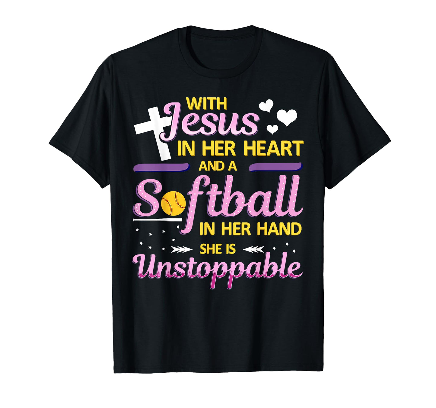 Jesus in Her Heart and Softball in Her Hand Christ Baseball T-Shirt