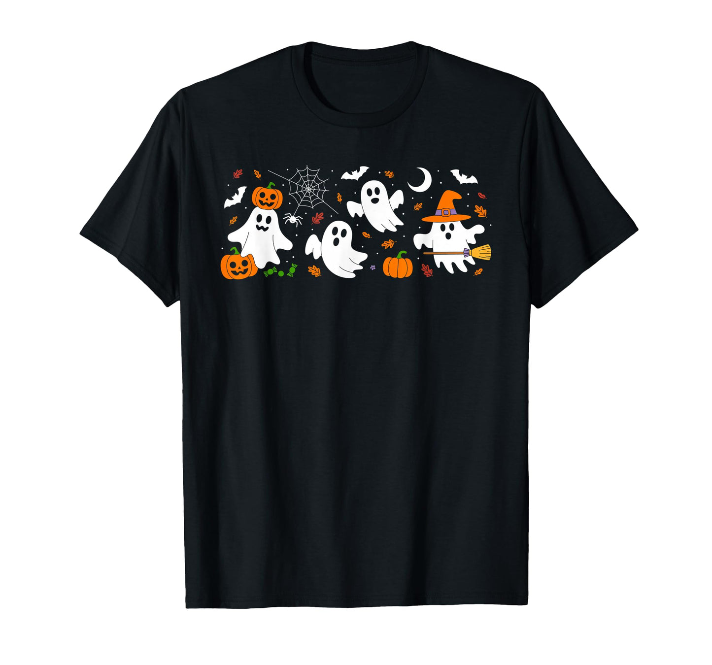Cute Ghost Drinking Coffee Halloween Fall Ghost Book Reading T-Shirt