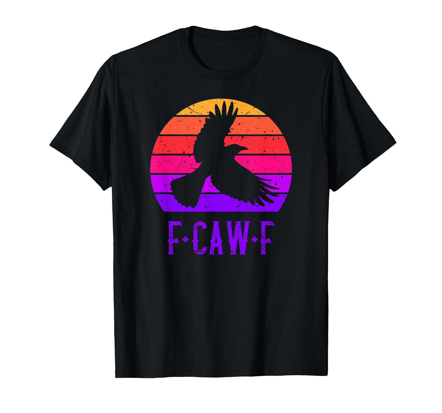 F-Caw-F Black Crow Black Bird Retro Sunset Vintage F-Caw-F T-Shirt
