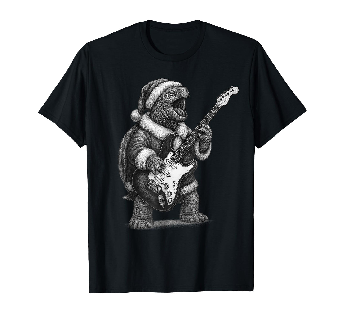 Tortoise Playing Guitar Christmas Reptile Lover T-Shirt