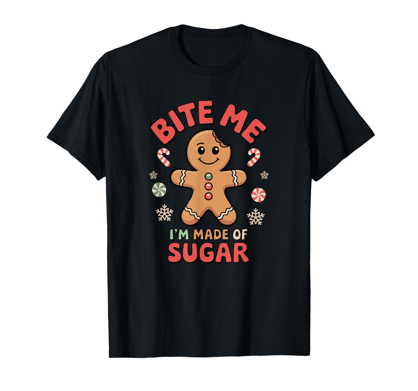 Funny Gingerbread Bite Me Holiday Cookie Pun Humor T-Shirt
