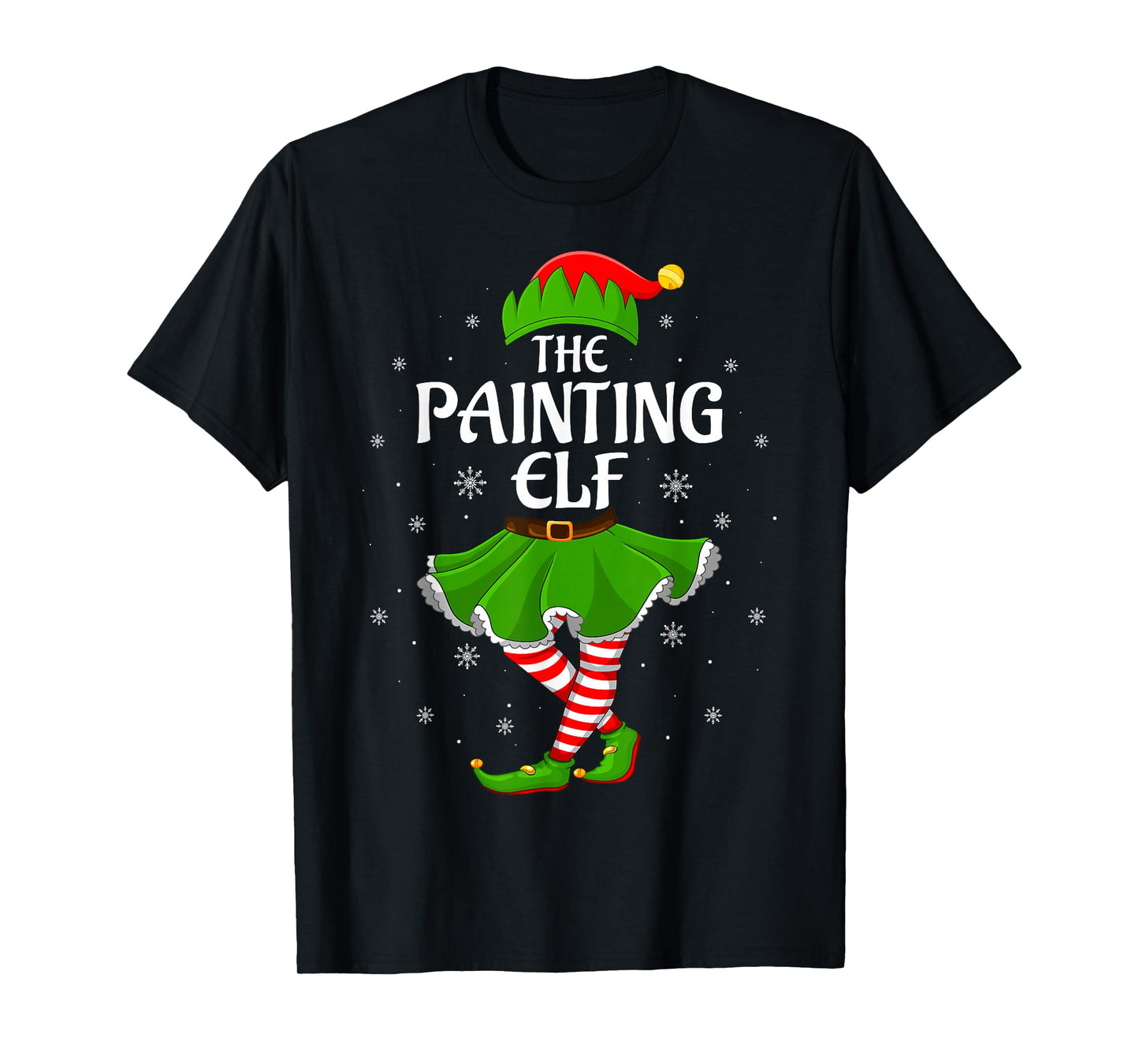 Painting Elf Christmas Family Girls Women Elf Squad Xmas T-Shirt