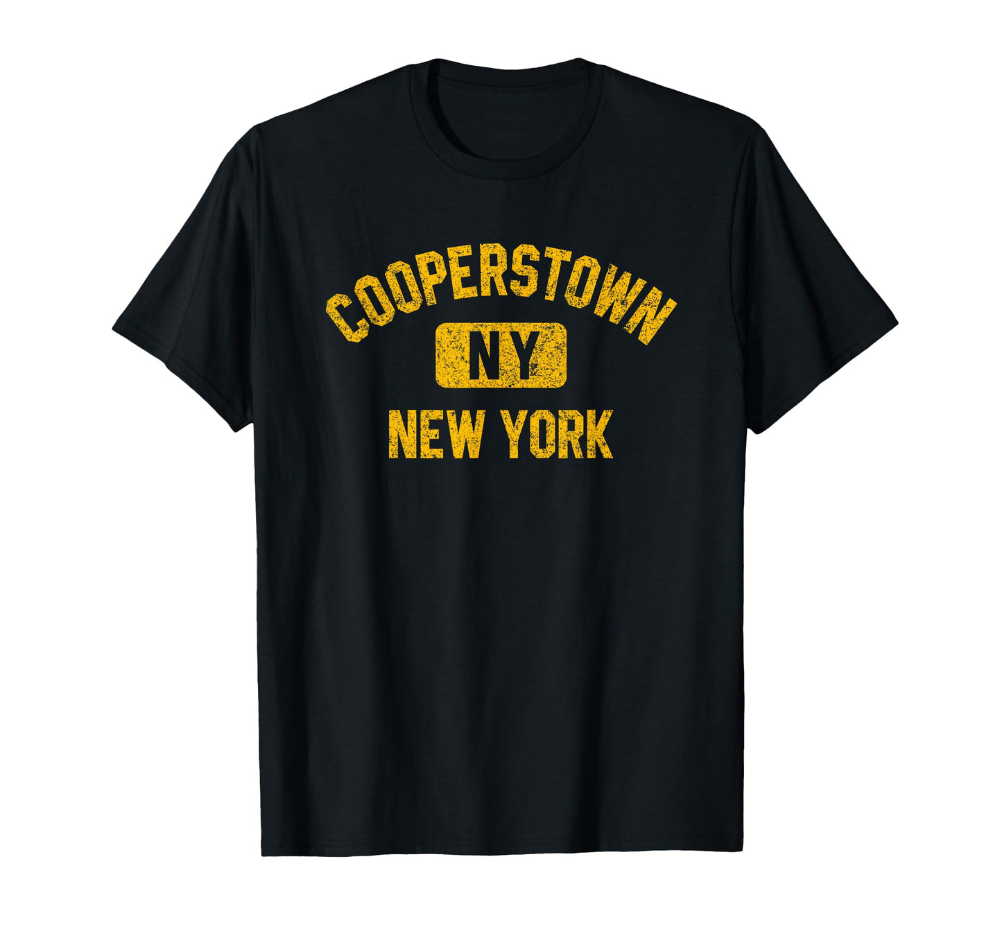 Cooperstown NY New York Gym Style Distressed Amber Print T-Shirt