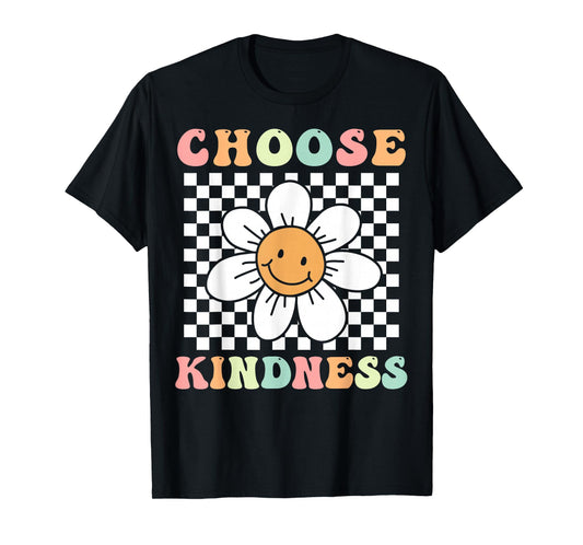 Groovy Choose Kindness Retro Daisy Flower Positivity Be Kind T-Shirt
