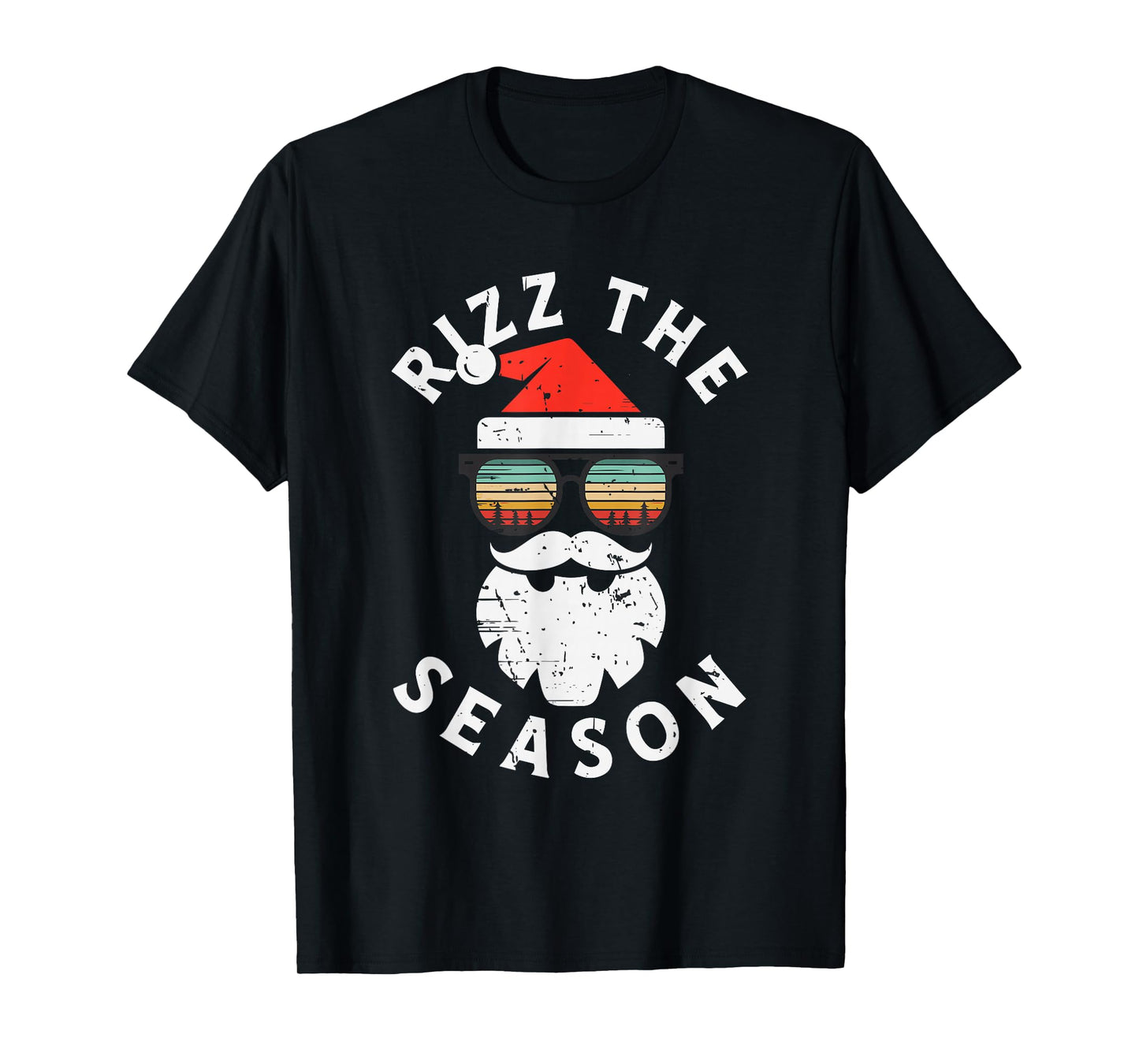 Rizz The Season Santa Face Retro Sunglasses Christmas Boys T-Shirt