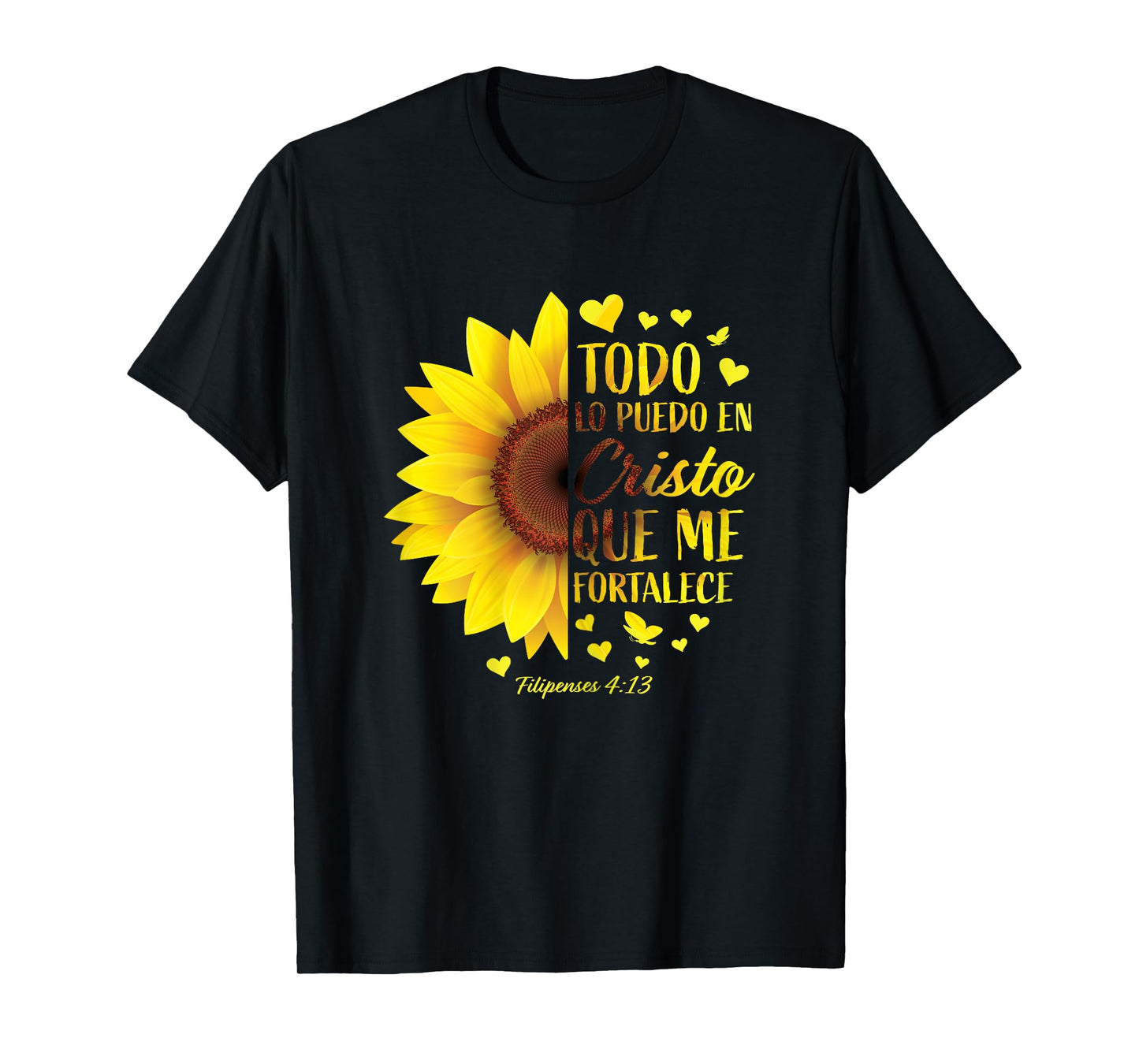 Christian Spanish Gift Women Religious Bible Verse Sunflower T-Shirt