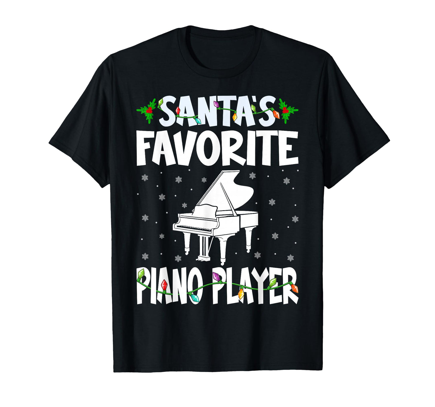 Santa's Favorite Piano Player Funny Christmas Pianist Gifts T-Shirt