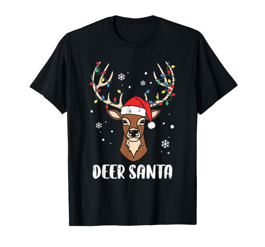 Deer Santa Reindeer Funny Christmas Pun Men Women Kids T-Shirt