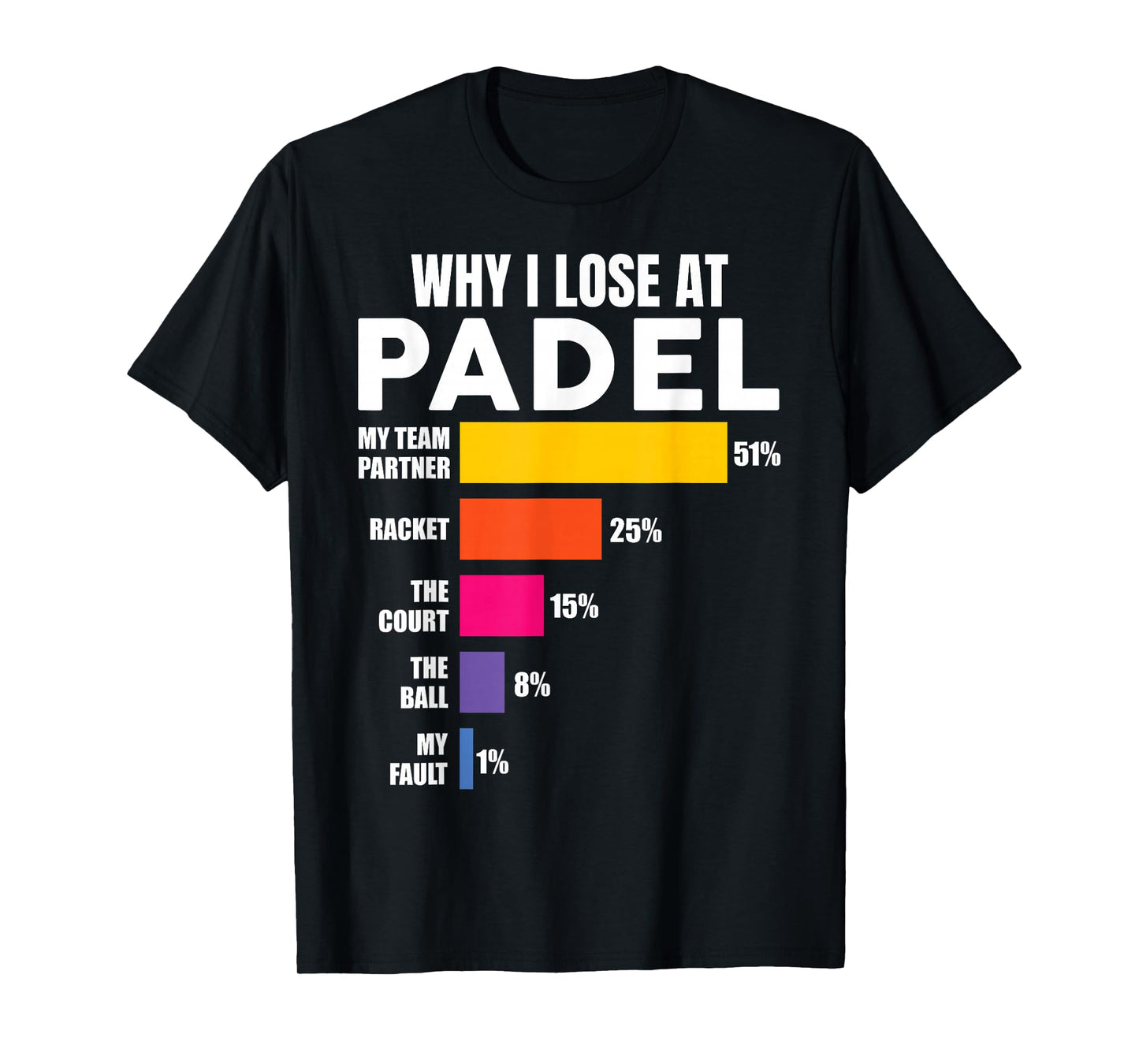 Padel-Shirt Why I Lose at Padel Tennis Funny Men Women T-Shirt