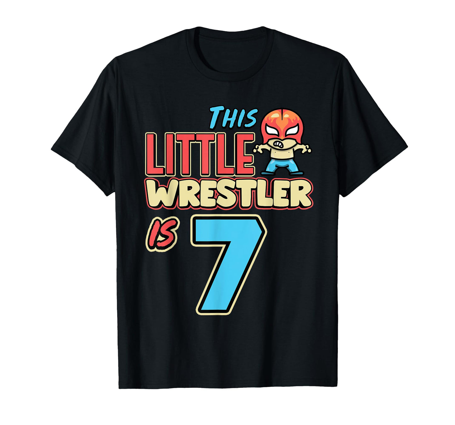 Wrestling Birthday This Little Wrestler Is 7th Birthday T-Shirt
