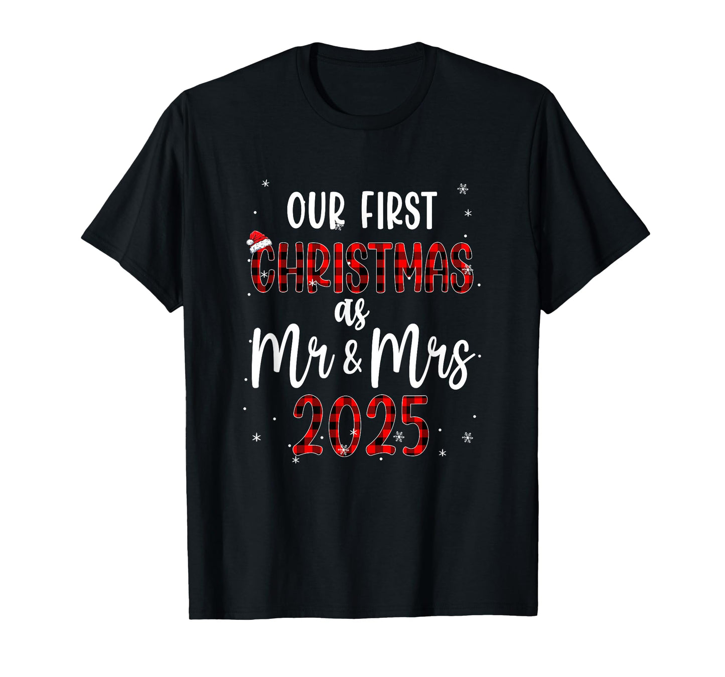 Couple Wife Husband Our First Christmas As Mr and Mrs 2025 T-Shirt